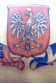 美国和苏格兰旗帜鹰盾纹身图案