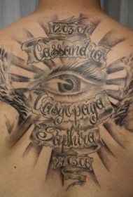 背部非常逼真的黑白小孩肖像纪念纹身图案