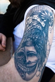 手臂滑稽的各种过山车骷髅纹身图案