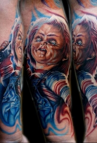 手臂恐怖风格可怕的小男孩纹身图案