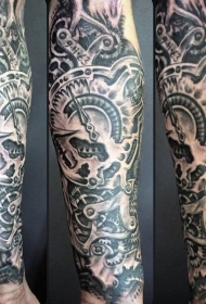 难以置信的神秘机械齿轮手臂纹身图案