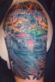 赛车跑到场景纹身图案