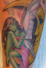 月新上的绿色精灵纹身图案