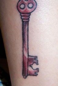 腿部彩色装饰钥匙纹身图片