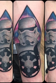 手臂插画风格彩色风暴骑兵纹身图案