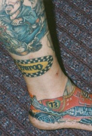 脚背彩绘赛车纹身图案