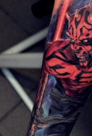 手臂漫画风格彩色纹身图案