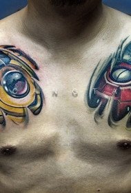 半甲撕皮3D机甲纹身图案