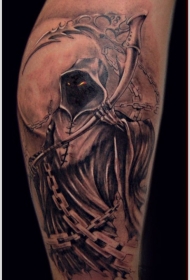 幽灵般的死神眼睛闪闪发光纹身图案