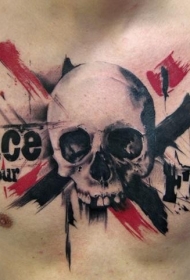 胸部恐惧的骷髅纹身图案