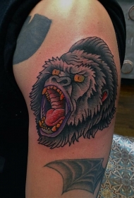 old school手臂嚎叫的猩猩头纹身图案