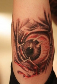 手臂可怕的邪恶眼睛彩色纹身图案