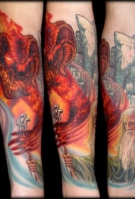 小臂卡通彩绘魔戒主题纹身图案