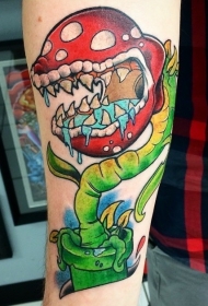 童话捕蝇草口水全颌鲜艳纹身图案