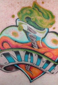 肩部彩色有趣的神圣心纹身图案