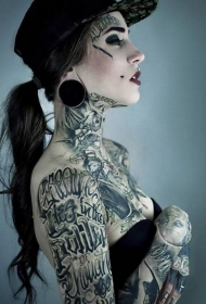 女生花臂old school各种文字纹身图案