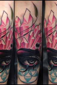 new school彩色眼睛与晶体纹身图案