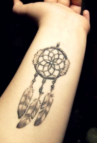 手臂灰色捕梦网纹身图案