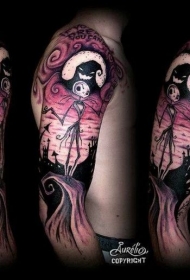 手臂彩色爬行怪物卡通纹身图案