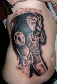 石雕风格的古代雕像纹身图案