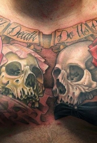 胸部婚礼上的骷髅纹身图案