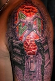 虚拟世界立体个性彩绘大臂纹身图案