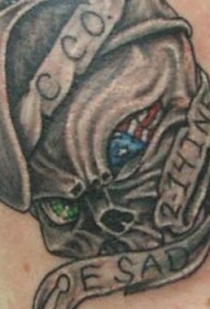 腰部彩色军队骷髅纹身图案