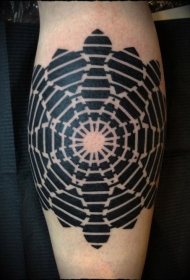 腿部黑色花类图腾纹身图案