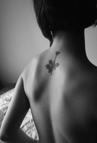 优雅的小玫瑰背部纹身图案