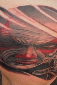 大腿可怕的彩绘小丑纹身图案