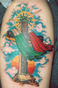 意大利国旗十字纹纹身图案