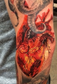 超写实多彩的心脏手臂纹身图案