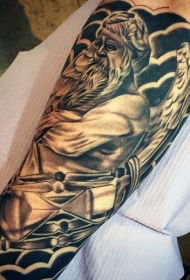 小小的黑白点刺人像和沙漏手臂纹身图案