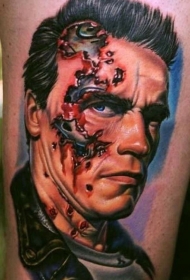 彩色终结者肖像纹身图案