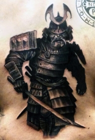 精美的神秘武士背部纹身图案