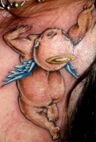 可爱的小婴儿天使彩绘纹身图案