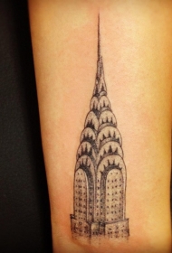 手腕黑色的个性国帝国大厦纹身图案