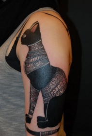 深色埃及猫图腾纹身图案