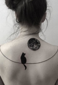 唯美的几何元素简约线条月亮纹身图案