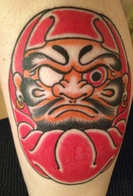 腿部彩色插画风格的海盗不倒翁纹身