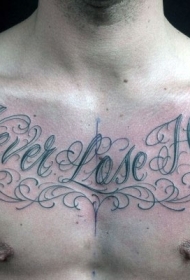 胸部简单漂亮的彩色字母纹身图案