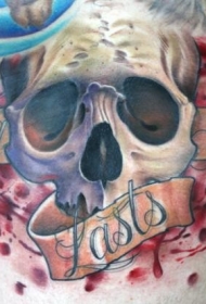 胸部插画风格彩色骷髅字母纹身图案