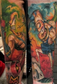 卡通肌肉蚯蚓吉姆纹身图案