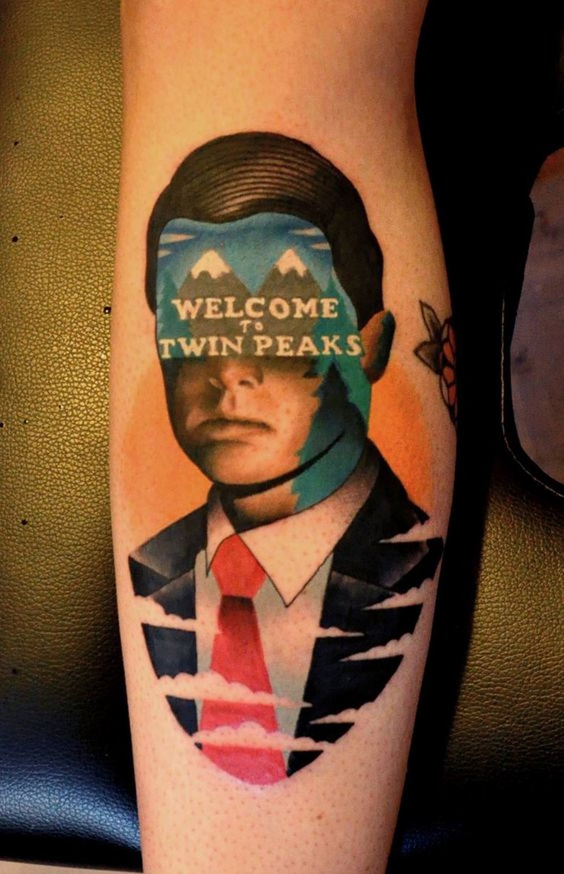 复古风格的彩色人物纹身图案