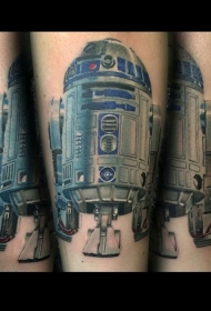 腿部彩色星球大战纹身图案