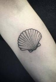 小臂小清新黑白贝壳纹身图案