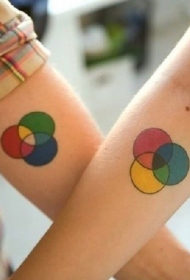 闺蜜手臂彩色圆形纹身图案