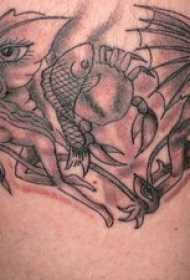 神秘怪兽黑色纹身图案