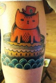 猫在茶杯里纹身图案
