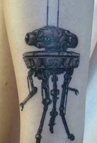 手臂黑灰侦察机器纹身图案